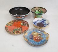 Maling 'Daisy' pattern lustre bowl, circular with tapering body, decorated with pink daisies, lustre