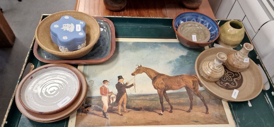 Quantity of studio pottery to include a St Ives studio pottery twin-handled soup bowl (A/F), a St - Image 3 of 3