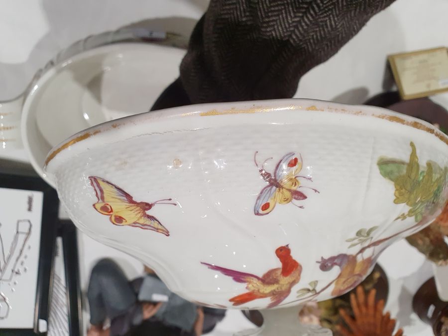 19th century continental tureen, oval with fluted gilt finial, the ogee cover with osier border, the - Image 10 of 18