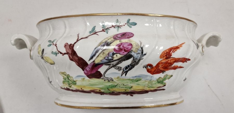 19th century continental tureen, oval with fluted gilt finial, the ogee cover with osier border, the - Image 3 of 18