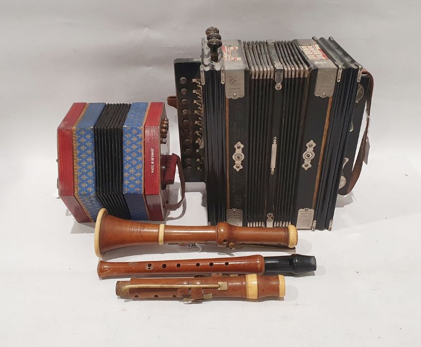 Two parts to a D'almaine clarinet, Posetti (German) recorder, 'The national Band' Saxony wooden - Image 4 of 6