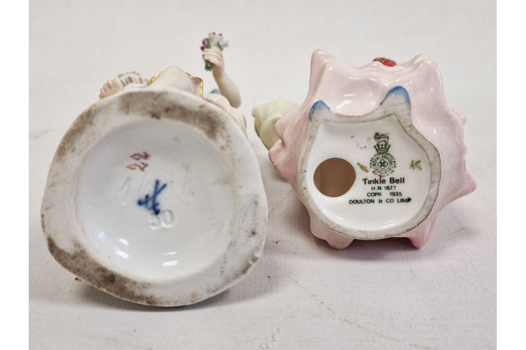19th century Meissen porcelain figure of classical maiden with basket of flowers, 13cm high and - Image 4 of 14