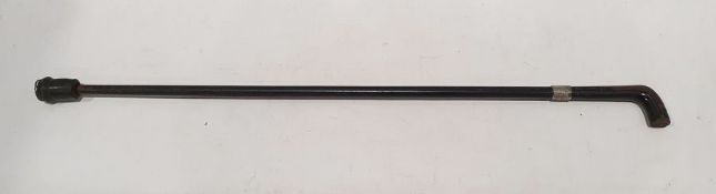 Wooden walking stick with silver collar and foliate engraving