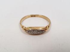 18ct gold and five-stone diamond ring, the stones gypsy-set in rubover setting and graduated,