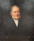 19th century school Oil on canvas Portrait study of gentleman in black jacket and white cravat,