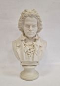 Parian porcelain bust of Beethoven on socle base, 29cm highCondition ReportSurface marks and