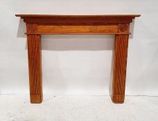 Pine fire surround with moulded decoration, 108cm x 137cm x 18cm