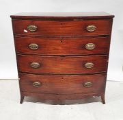 Georgian mahogany bowfront chest of four long drawers, 105cm x 103.5cm x 51.5cm