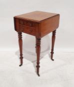 Victorian mahogany drop-leaf work table, the rectangular top with moulded edges, drop leaves, two