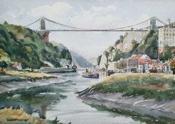 Ernest Andrews (1896-1977) (Bristol Savage Club of art)  Watercolour Clifton Suspension Bridge,