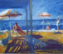 Francis Bowyer (b.1952) Watercolour Figures on beach, signed and dated 98 lower right, 44cm x 52.5cm