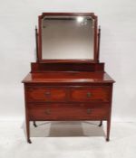 20th century dressing table with mirrored superstructure above two short and one long drawer, on