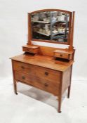 20th century dressing table with mirrored superstructure above two short and one long drawer, on
