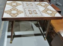 20th century painted two-tier coffee table, the rectangular top with moulded edge and rounded