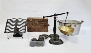 Vintage pine tool chest and contents of tools (32 x 11 x 21 cm), assorted kitchenalia, etc to