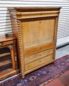 German mahogany escritoire having double bead mould and cavetto frieze, ogee frieze drawer, the fall