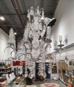 20th century eight branch glass drop chandelier