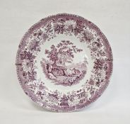19th century Copeland and Garrett pottery charger transfer printed in puce with 