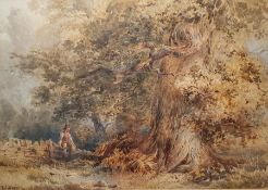 T Colson (19th century school) Watercolour Figure seated, signed lower left, 22.5cm x 32.5cm