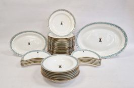 19th century MInton's china part dinner service with central Annesley family, Oxfordshire crest,