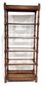 19th century mahogany and glass etagere having five shelves and turned uprights, 183cm high x 76cm
