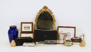 Large Aynsley Pembroke fruit bowl, a blue glazed floral decorated Japanese tea set, a Goodmans DAB