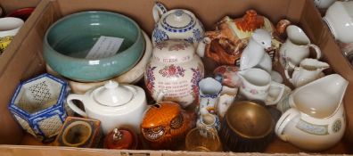 Mike Edwards studio pottery bowl, a Burleigh lustreware bowl, a Masons ironstone lidded storage