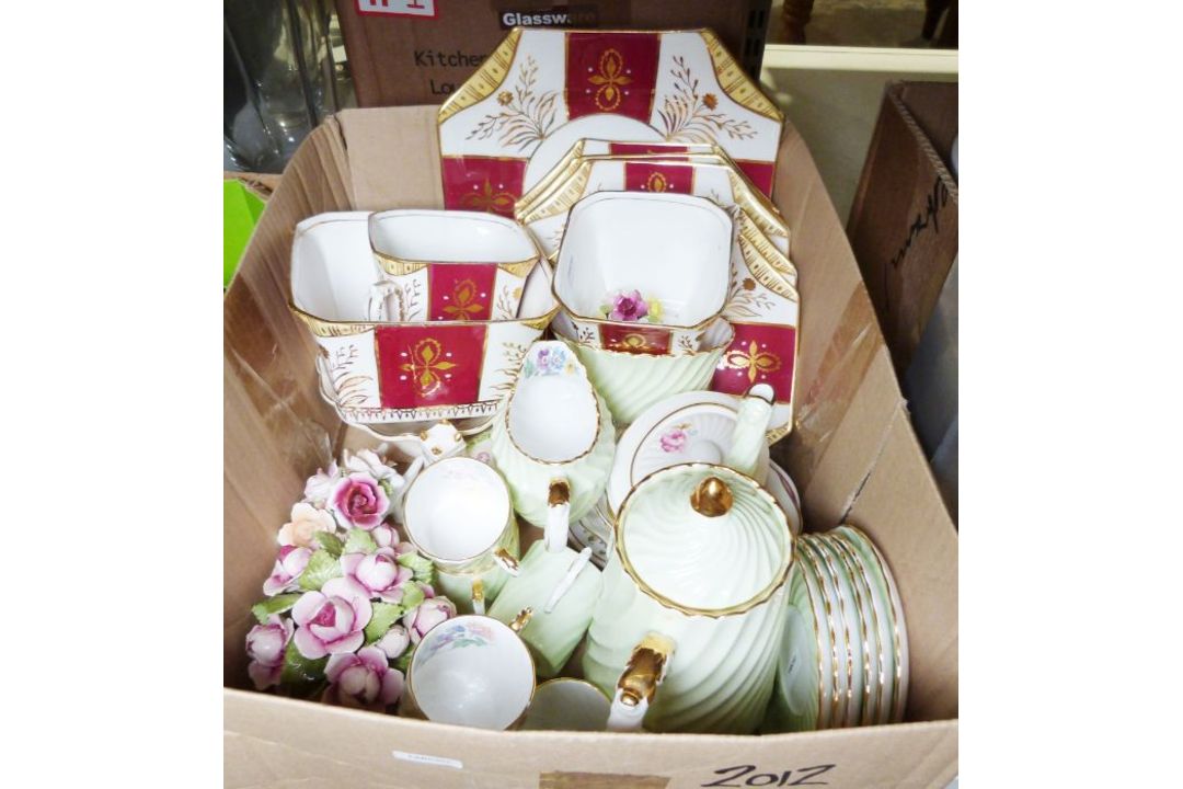 Collection of Coalport bone china models of houses and further assorted chinaware (2 boxes) - Image 2 of 2