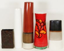 Poole 'Delphis' pottery vase and four modern ceramic vases (5)