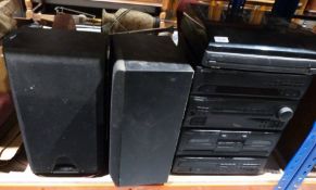 Kenwood hifi system, model no. 3064264 and a pair of speakers