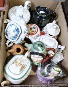 Beswick Sairey Gamp teapot depicting an old lady, no.691, a set of eight Portmeirion Greek key