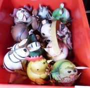 Pair of modern Chinese-style table lamps, a Murano-style Scavo green glass jug, various stylised