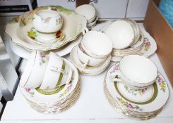 Vintage enamel breadbin labelled 'Bread', a Royal Cauldon part tea service and some other bits of