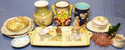 Royal Copenhagen porcelain model of a duck, no.1192, a Beswick model of a white throat bird,