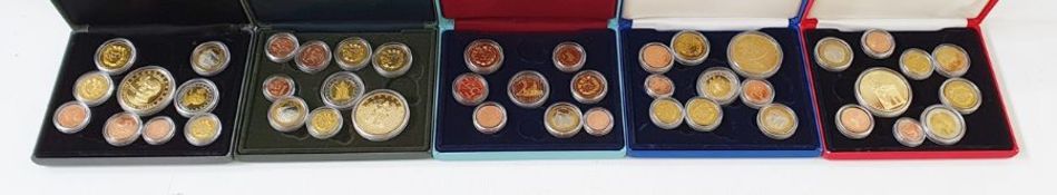 Collection of Four Euro Pattern Sets, coins from 5 Euros down to 1 cent inc. 2004 Malta, 2003 United