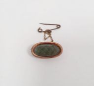 Georgian gold and plaited hair memorial brooch, oval with reeded border