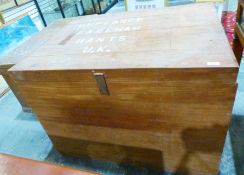 Large teak rectangular chest and two further chests (3)