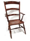 Elm-seated ladderback chair on turned front legs