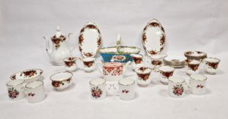 Set of six Royal Worcester china coffee cans and saucers, floral decorated, a Royal Albert 'Old