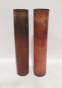 Two vintage tubular fabric bolt cases,  118cm high (2)