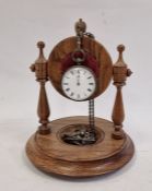 Continental enamelled silver-coloured metal fob watch, key winding, on silver-coloured metal chain