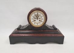Substantial 19th century slate and marble mantel clock, the circular dial with Roman numerals, an