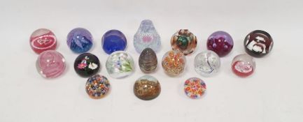 Collection of glass paperweights to include a Strathearn millefiori paperweight, Caithness 