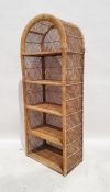 Modern bamboo arch-top open shelving unit, 173cm x 66cm x 39cm