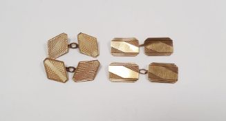 Two pairs of 9ct yellow gold cufflinks, 6.7g