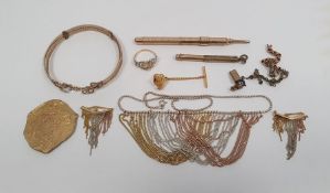 W S Hicks New York gold-coloured metal propelling pencil, a silver and gold-coloured metal