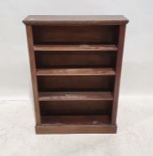 20th century oak open bookcase on plinth base, 105cm x 75cm x 20.5cm