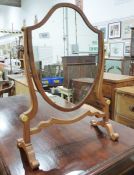 20th century shield-shaped dressing table mirror on stand