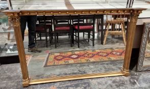 Victorian overmantel mirror with rectangular plate glass, with Corinthian column pilasters, 82cm x