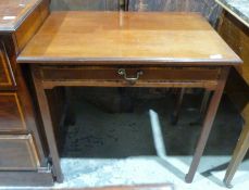 Mahogany single-drawer side table, the rectangular top with moulded edge, single drawer, on square